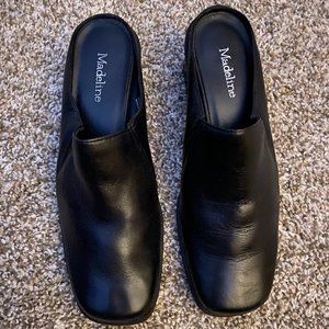 Madeline Soft Black Leather Chunk 2" Heal slip on. Size 8.5 M